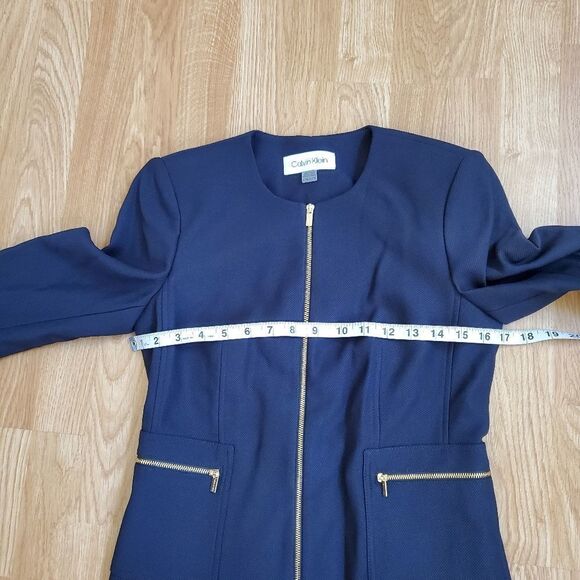 Calvin Klein Twill Zipper-Front Jacket size 4 Petite in Navy - NEW - Picture 10 of 14